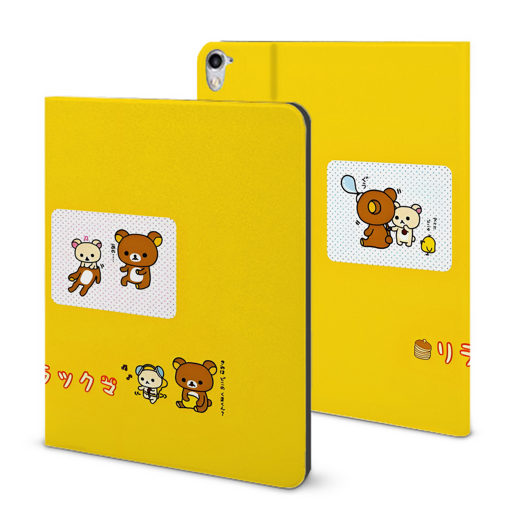 （画像用） リラックマ リラックマ キイロイトリ Rilakkuma Korilakkuma Kiiroitori IPad ケース ブック型 PUレザー TPU 耐衝撃 軽量 薄型 ペン収納なし 全面保護 IPad 各モデル対応
